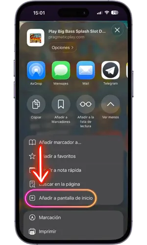 App Agregar a la pantalla de inicio